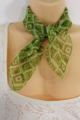 Green Blue Small Neck Scarf Fabric Geometric Square Print Pocket Square New Women Fashion - alwaystyle4you - 12